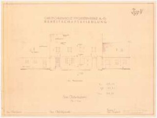 Gartenanlage Bereitschaftssiedlung Oberschlesische Hydrierwerke, Blechhammer: Siedlungshaus Typ 5: Ansicht Straßenseite 1:100