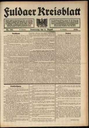 Ausgabe vom Donnerstag, den 08. August 1912.