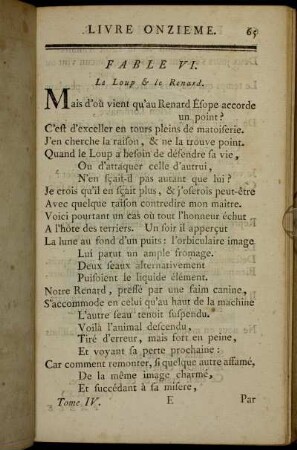 Fable VI. Le Loup & le Renard. - Fable IX. Les Souris & le Chat-huant.
