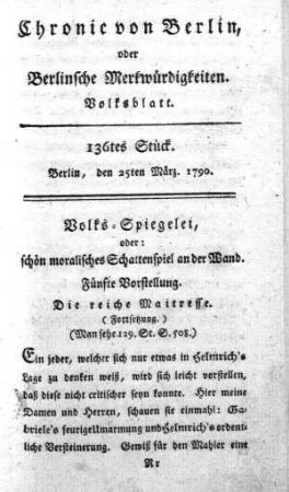 136tes Stück, Berlin, den 25ten März. 1790