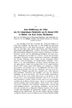 Eine Schilderung der Feier des 67. Geburtstages Pestalozzis am 12. Januar 1813 in Iferten von Karl Justus Blochmann