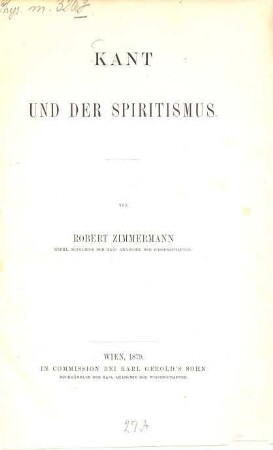 Kant und der Spiritismus