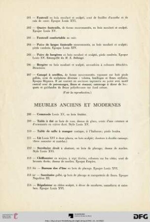 Meubles anciens et modernes (Nr. 208-237)