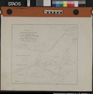 "Ocular-Situationsplan der Gegend des Papenburger Fahr- und Postweges nordöstlich der Sägemühle und dem Hampoel". Gebäude mit Besitzernamen. Ausf.-Art: Zeichnung Herst.: Meyer Format: 36 x 40 cm Maßstab: 1 : 1500