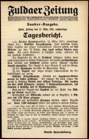 Ausgabe vom Freitag, den 12. März 1915.