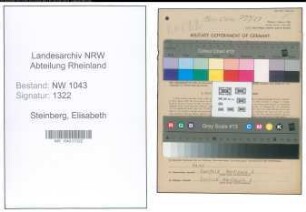 Entnazifizierung Elisabeth Steinberg , geb. 11.06.1905 (Postassistentin)