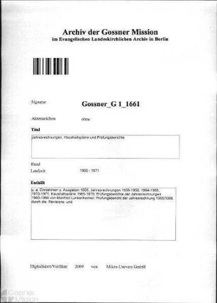 Jahresrechnungen, Haushaltspläne und Prüfungsberichte