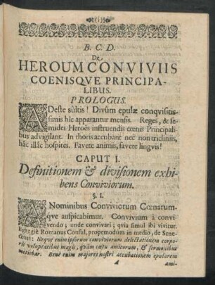 Caput I. Definitionem & divisionem exhibens Conviviorum.