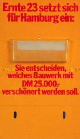 Werbeaufsteller (Thekenstück) für "Ernte 23"-Zigaretten