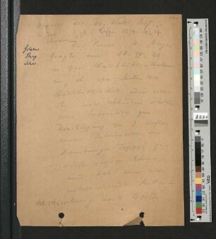 Brief an die StB Hamburg von Müller