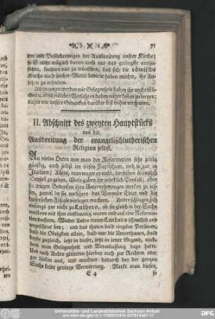 II. Abschnitt des zweyten Hauptstücks von der Ausbreitung der evangelischlutherischen Religion selbst.