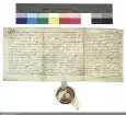Bestätigung des Dechanten des Kollegiatstifts St. Bonifatius, dass Konstantin [von Buttlar], Abt von Fulda, dem Stift ein Gut in Langenbieber geliehen hat