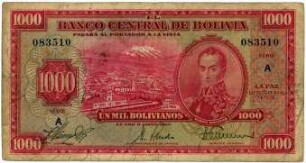 Geldschein, 1.000 Bolivianos, 20.7.1928