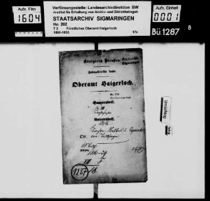 Trillfingen: Kirchenbau und Reparaturen, I. Heft