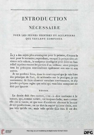 Introduction nécessaire pour les jeunes peintres et sculpteurs qui veulent composer
