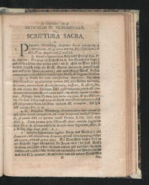 Articulus IV. Praeliminaris. De Scriptura Sacra.
