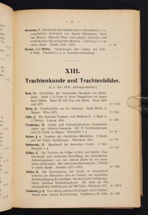 XIII. Trachtenkunde und Trachtenbilder.