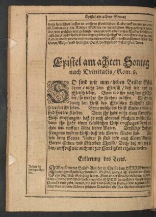 Epistel am achten Sontag nach Trinitatis/ Rom. 8.