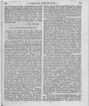 Hoffmann, J. G.: Die Lehre vom Gelde als Anleitung zu gründlichen Urtheilen über das Geldwesen. Mit besonderer Beziehung auf den Preussischen Staat. Berlin: Nicolai 1838