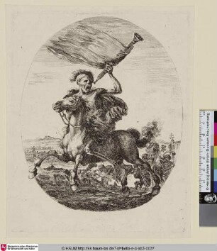 [Reitender Tod mit Trompete; La mort à cheval; Death on horseback, with a trumpet]