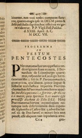 407-424, Programma In Festum Pentecostes