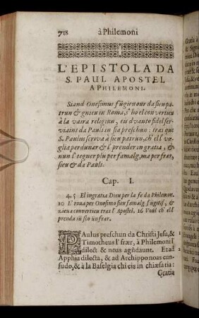L'Epistola Da S. Pauli Apostel A Philemoni.