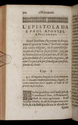 L'Epistola Da S. Pauli Apostel A Philemoni.