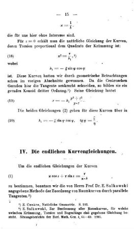 IV. Die unendlichen Kurvengleichungen.