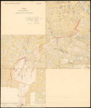 Städtische Tiefbahn [U-Bahn] zwischen Berlin und Schöneberg Schinkelwettbewerb 1912: Lageplan 1:4000