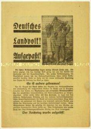 Aufruf der Deutschnationalen Volkspartei zur Reichstagswahl am 6. November 1932