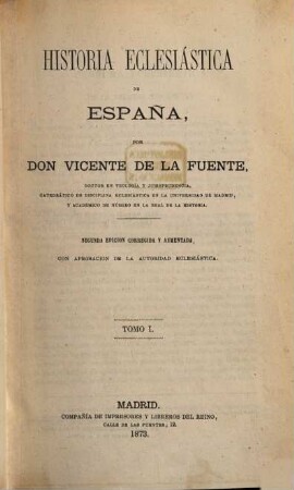 Historia eclesiástica de España. I