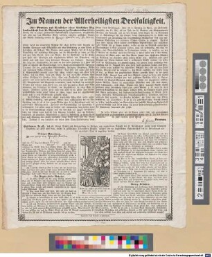 Jm Namen der Allerheiligsten Dreifaltigkeit : Wir Praeses und Vorsteher einer Löblichen Erzbruderschaft des hl. Rosenkranzes zu Frechenrieden bekenne hiemit, daß in unsere gnadenreiche Erzbruderschaft aufgenommen, eingeschrieben und aller von dem Römischen Stuhl derselben ertheilten geistlichen Gnaden und Ablässe theilhaftig worden sei Theresin Martin aus Sontheim ... ; ... den 3. Tag des Monats Oktober in Jahre unsers Heils 1826