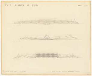 Sportfield Kairo Main Stadium: Elevations, East Elevation, North Elevation, West Elevation, 1:500