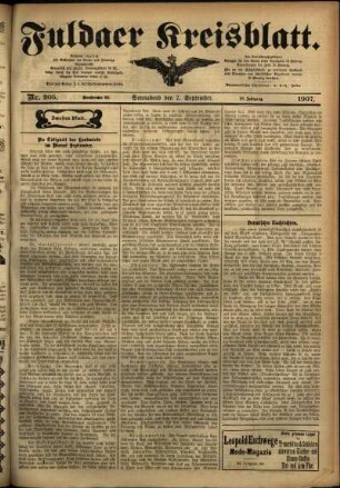 Zweite Ausgabe vom Samstag, den 07. September 1907.