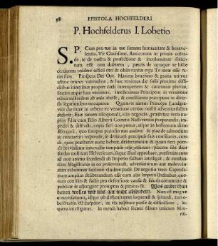 Epistola Pauli Hochfelderi ad Eundem.