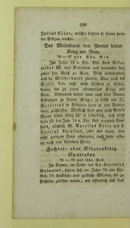 Des Mithridates von Pontus dritter Krieg mit Rom. 74 - 67 vor Chr. Geb