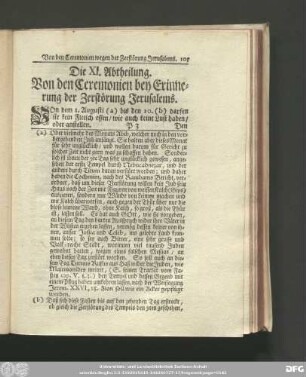 Die XI. Abtheilung. Von den Ceremonien bey Erinnerung der Zerstörung Jerusalems.