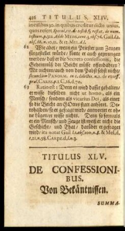 Titulus XLV. De Confessionibus. Von Bekäntnissen