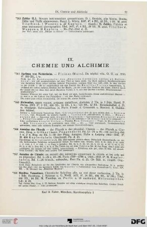 IX. Chemie und Alchemie (Nr. 564-617)