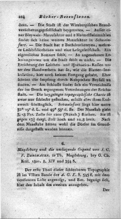 Magdeburg und die umliegende Gegend / von J[ohann] C[hristian] F[riedrich] Berghauer. - Magdeburg, bey G. Ch. Keil. - Theil 1 (1800) - Theil 2 (1801)