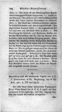 Magdeburg und die umliegende Gegend / von J[ohann] C[hristian] F[riedrich] Berghauer. - Magdeburg, bey G. Ch. Keil. - Theil 1 (1800) - Theil 2 (1801)