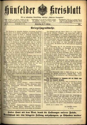 Ausgabe vom Donnerstag, den 18. Februar 1915.
