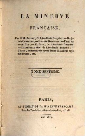 La minerve française. 7. 1819
