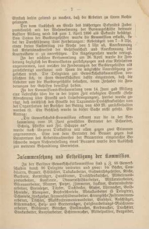 Zusammensetzung und Betheiligung der Kommission.