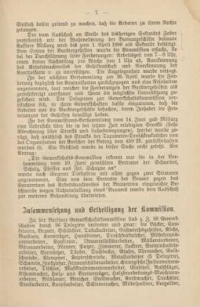 Zusammensetzung und Betheiligung der Kommission.