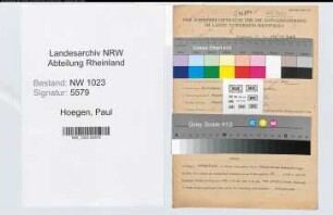 Entnazifizierung Paul Hoegen , geb. 28.11.1889 (Vertreter)