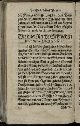 Wie das Reiche Schweden durch die von Lübeck entsetzet ist.