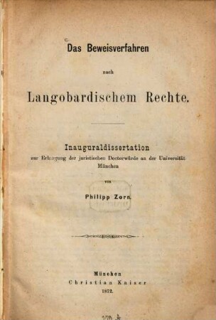 Das Beweisverfahren nach langobardischem Rechte