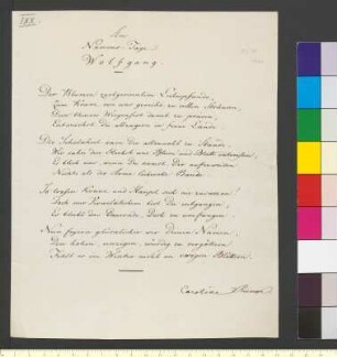 Brief von Riemer, Karoline Wilhelmina Henrietta Johanna; Riemer, Friedrich Wilhelm an Goethe, Johann Wolfgang von
