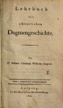 Lehrbuch der christlichen Dogmengeschichte